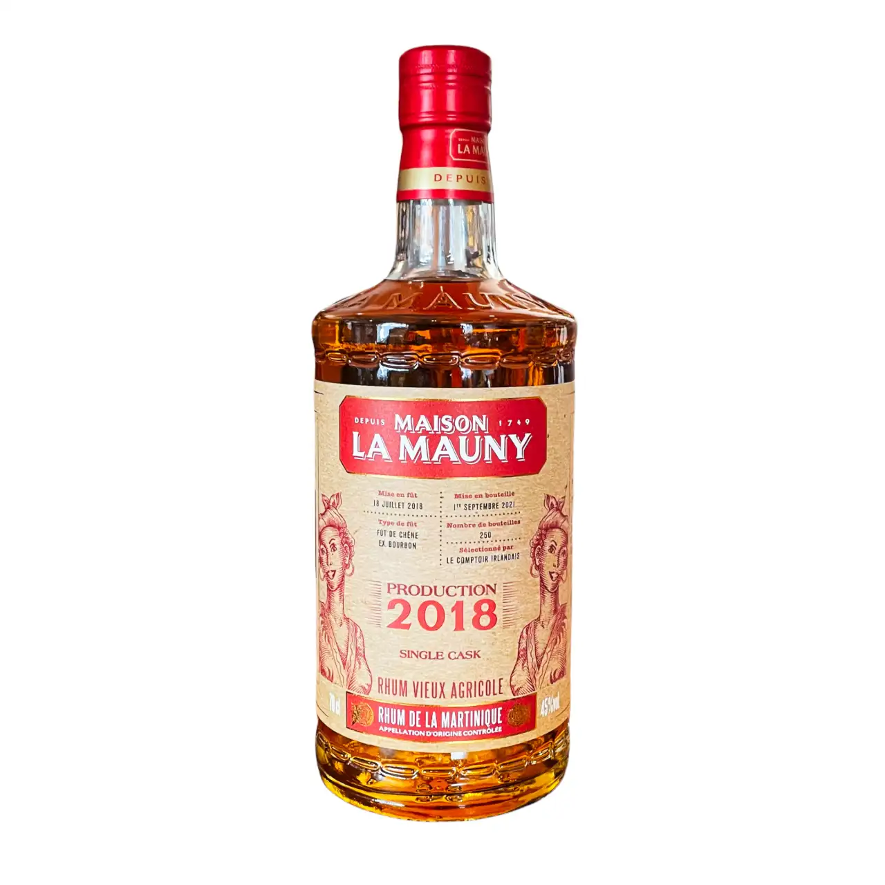 Image of the front of the bottle of the rum Production 2018 (Le Comptoir Irlandais)