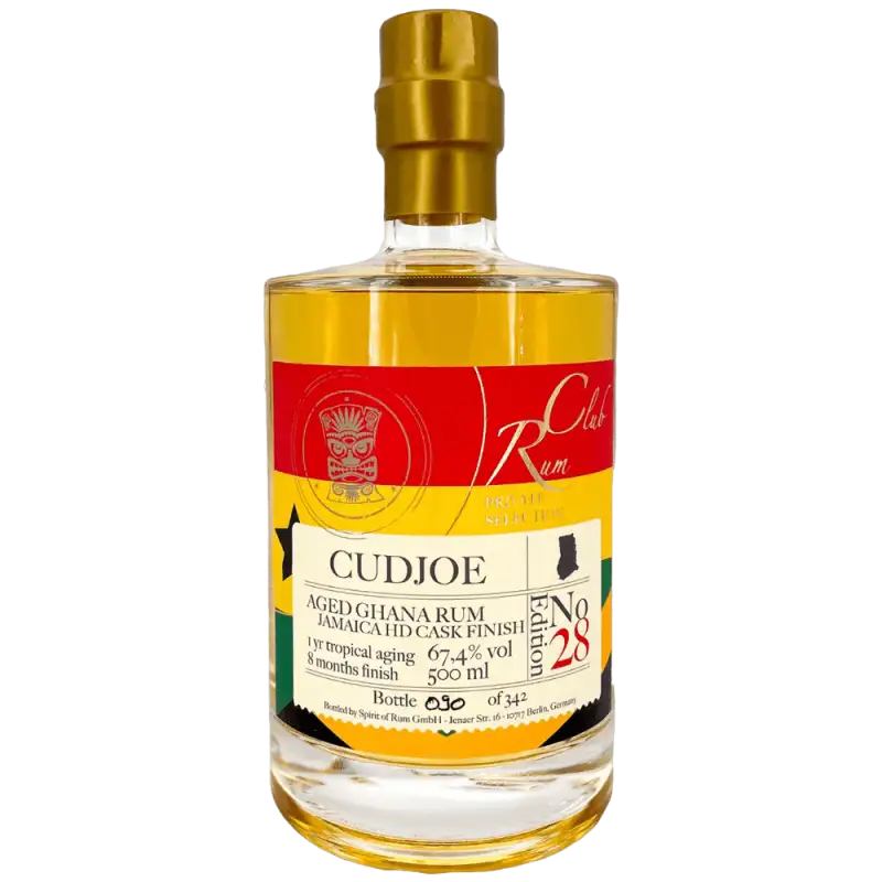 Image of the front of the bottle of the rum Rumclub Private Selection Ed. 28 Cudjoe (Aged Ghana Rum)