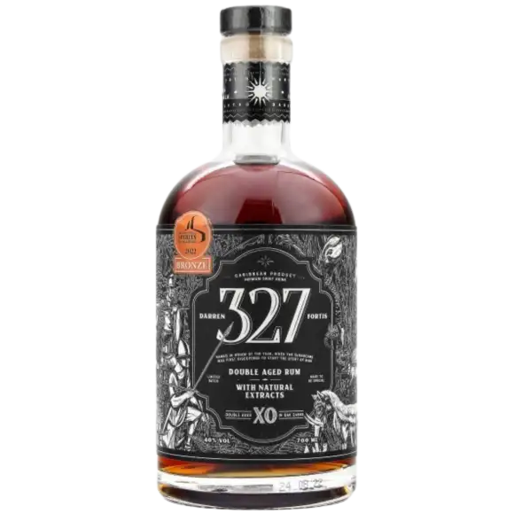 Image of the front of the bottle of the rum Darren 327 Fortis Double Aged Rum XO