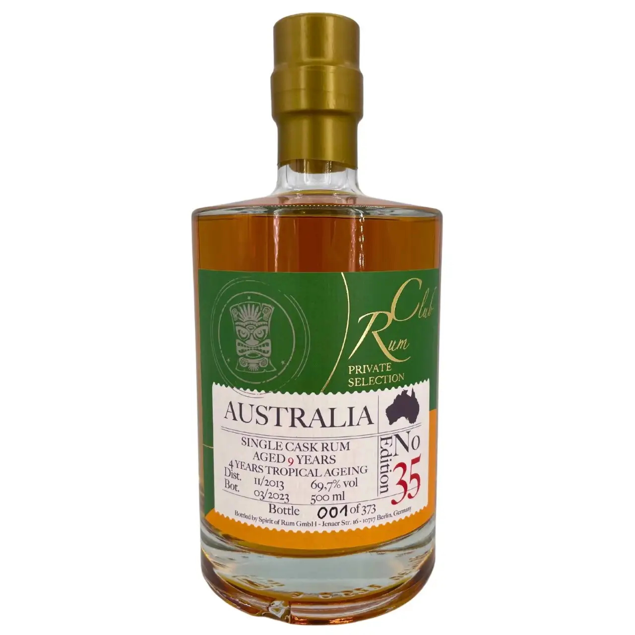 Image of the front of the bottle of the rum Rumclub Private Selection Ed. 35 Australia