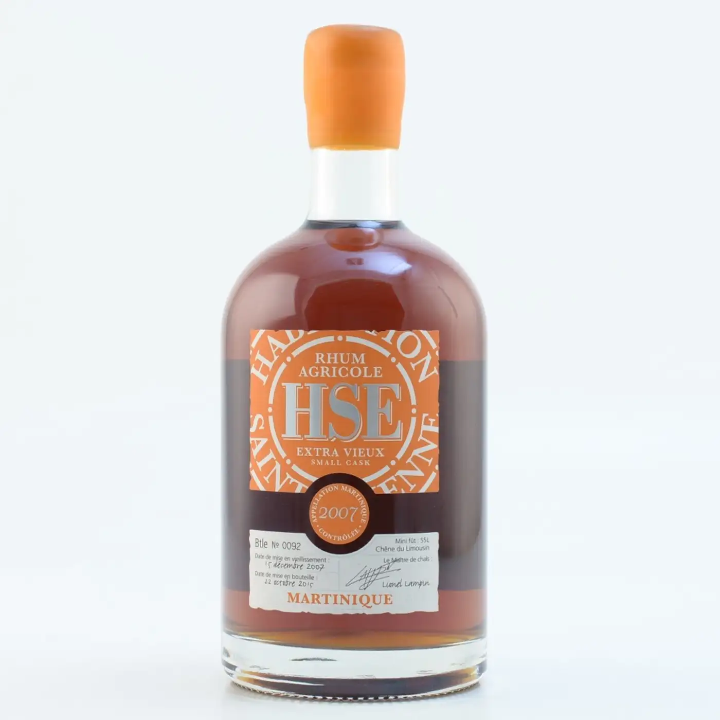 Image of the front of the bottle of the rumHSE Extra Vieux Small Cask