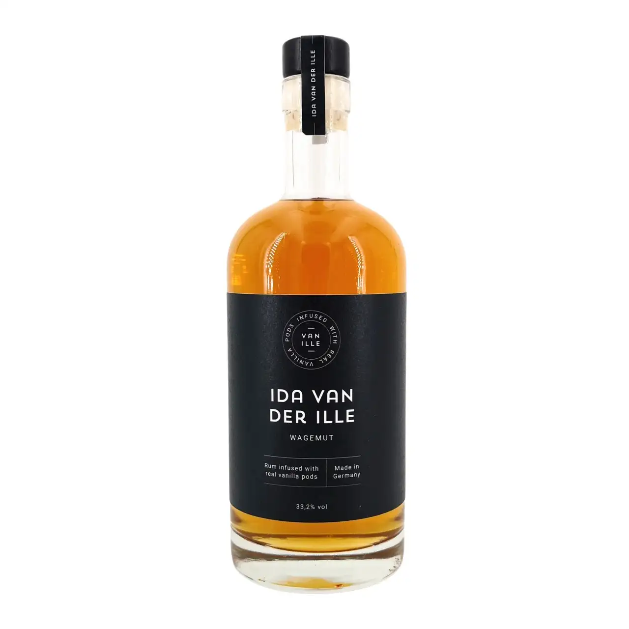 Image of the front of the bottle of the rumWagemut Ida van der Ille
