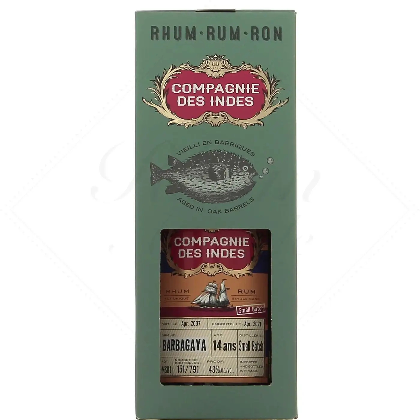 Image of the front of the bottle of the rumBarbagaya