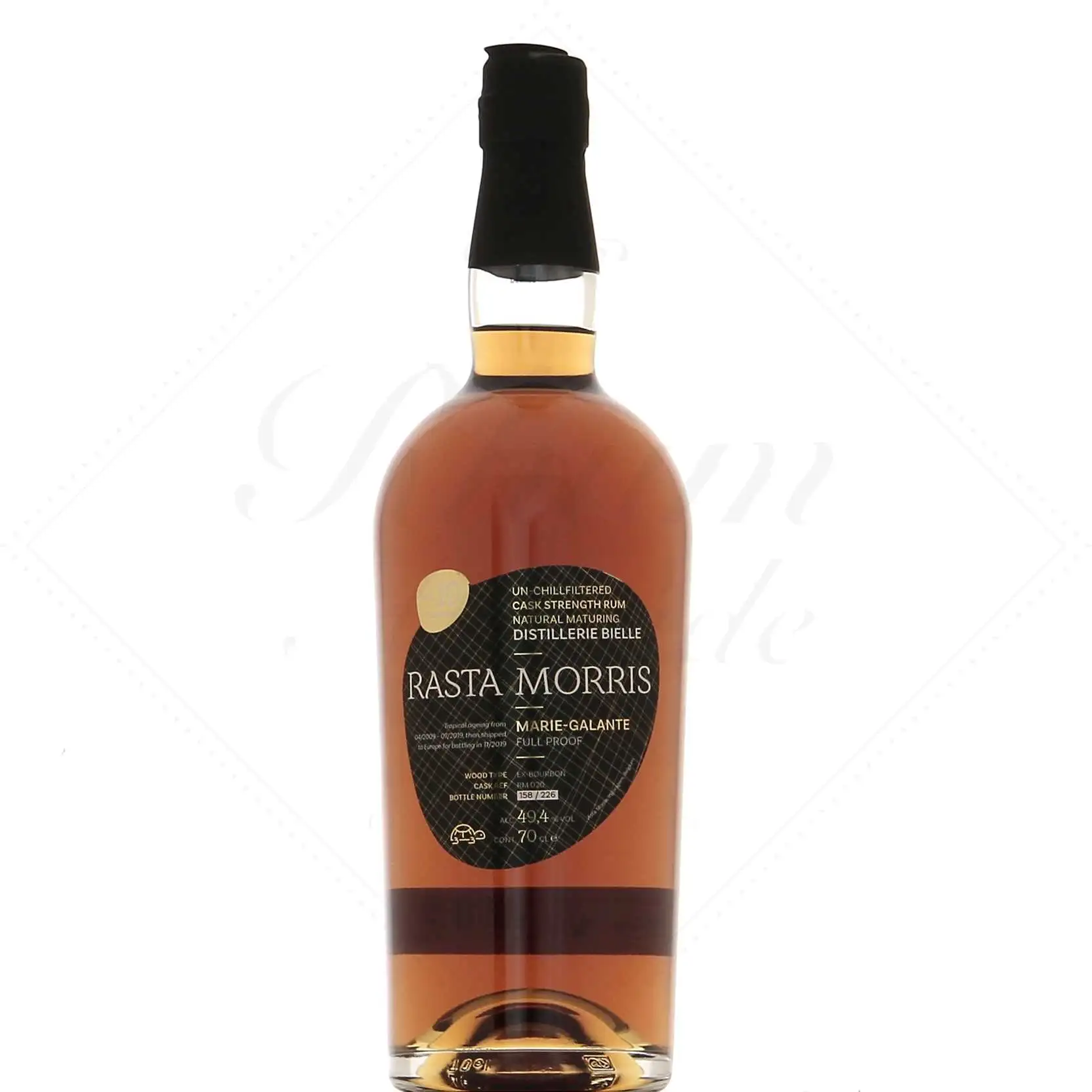 Image of the front of the bottle of the rum Rasta Morris