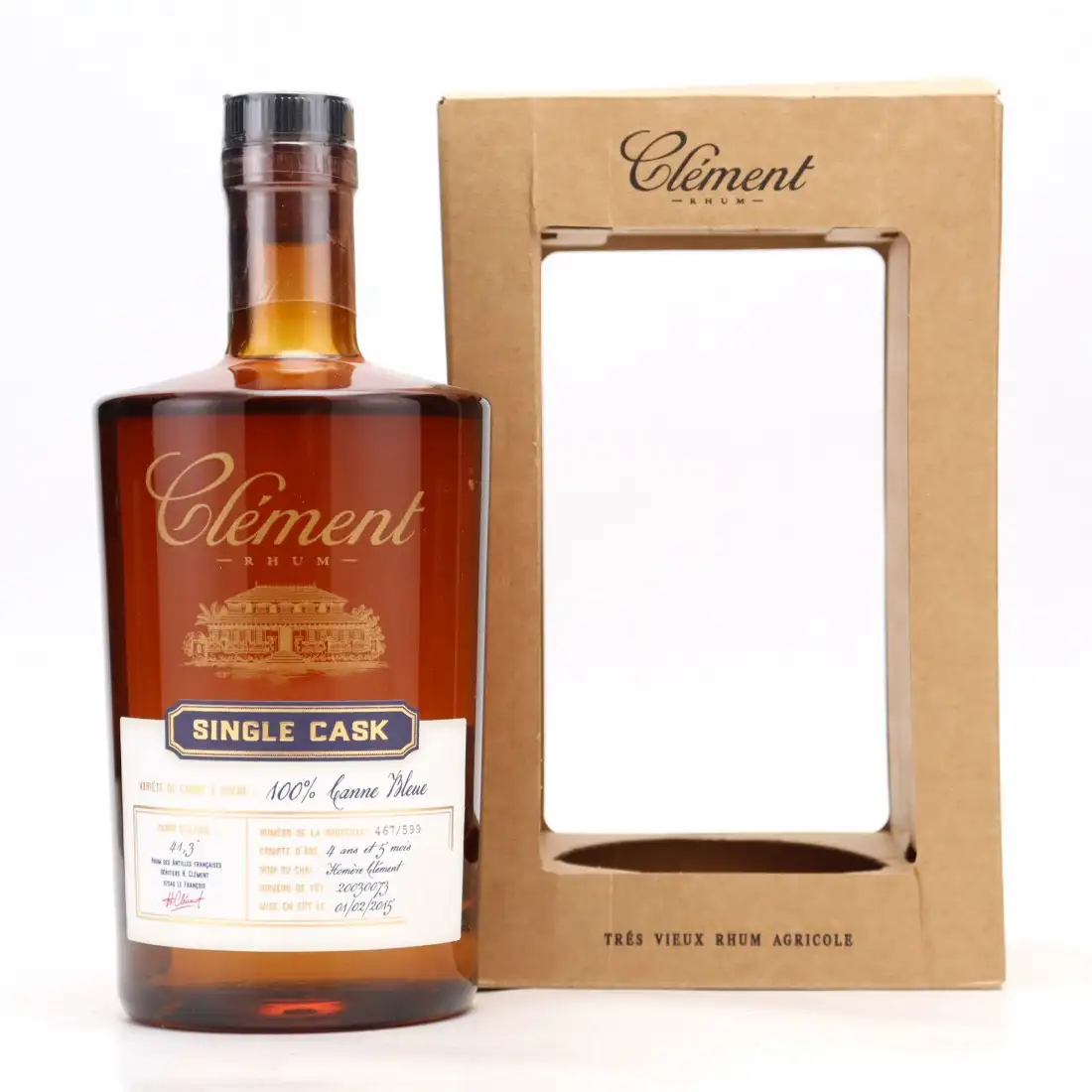 Image of the front of the bottle of the rum Single Cask Canne Bleue