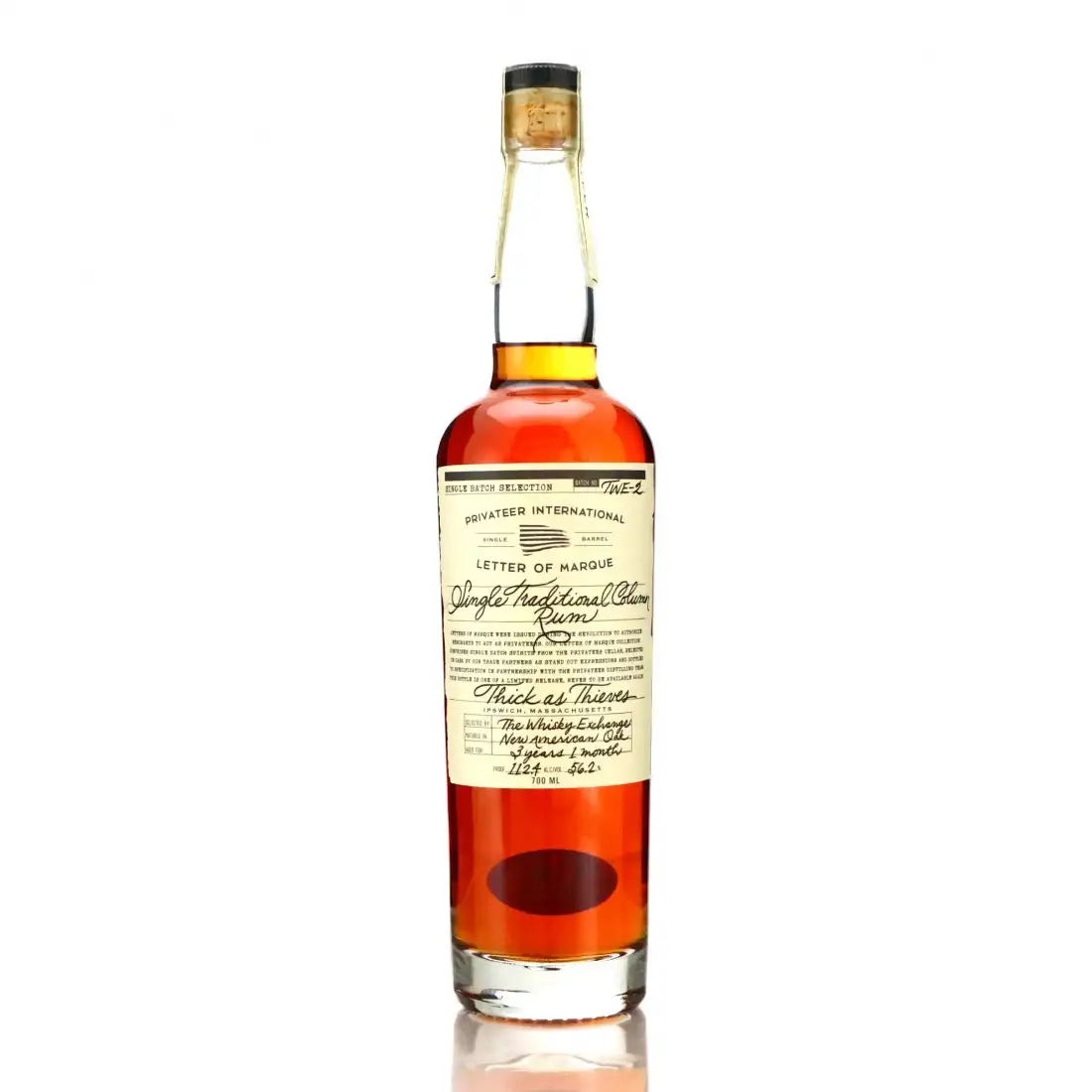 Image of the front of the bottle of the rum Letter of Marque „Thick as Thieves“