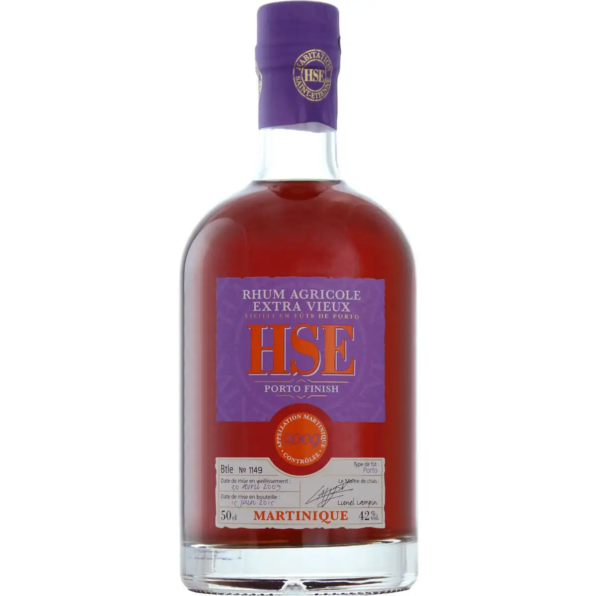 Image of the front of the bottle of the rum HSE Porto Finish