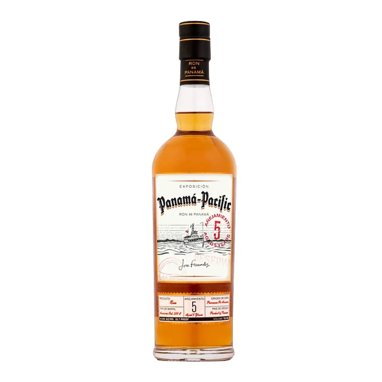 Image of the front of the bottle of the rum Panama-Pacific Aged 5 Years