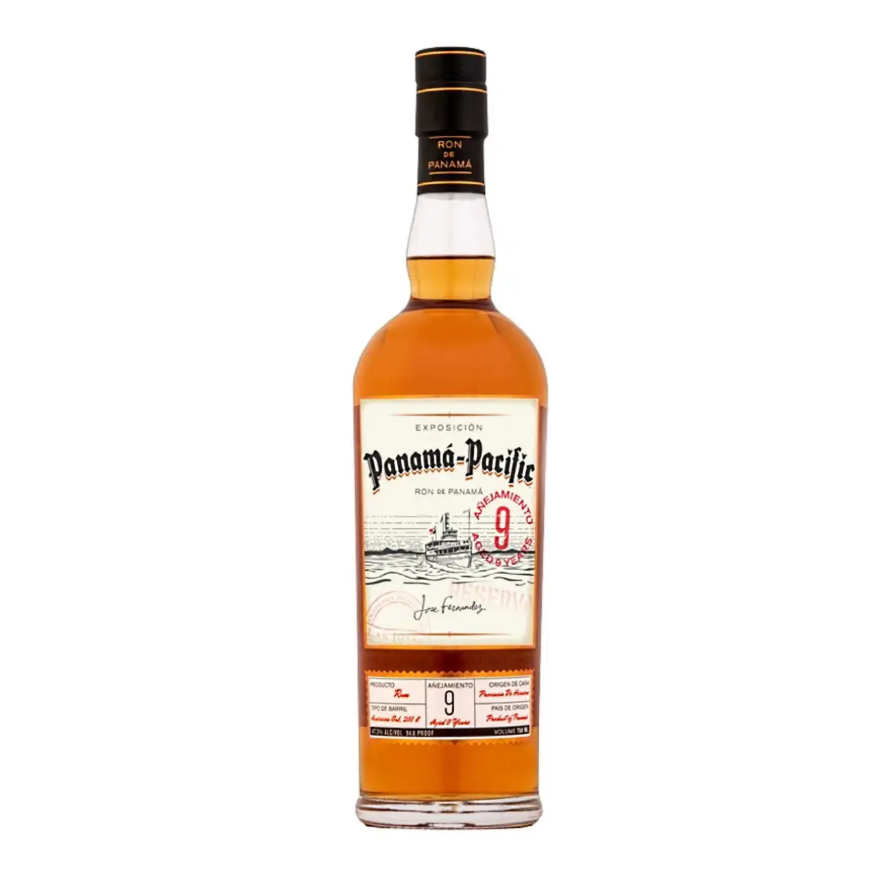 Image of the front of the bottle of the rum Panama-Pacific Aged 9 Years