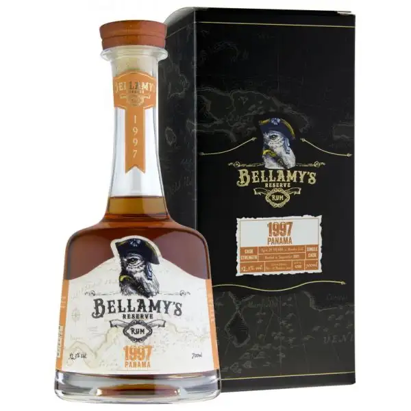 Image of the front of the bottle of the rum Bellamy‘s Reserve Panama