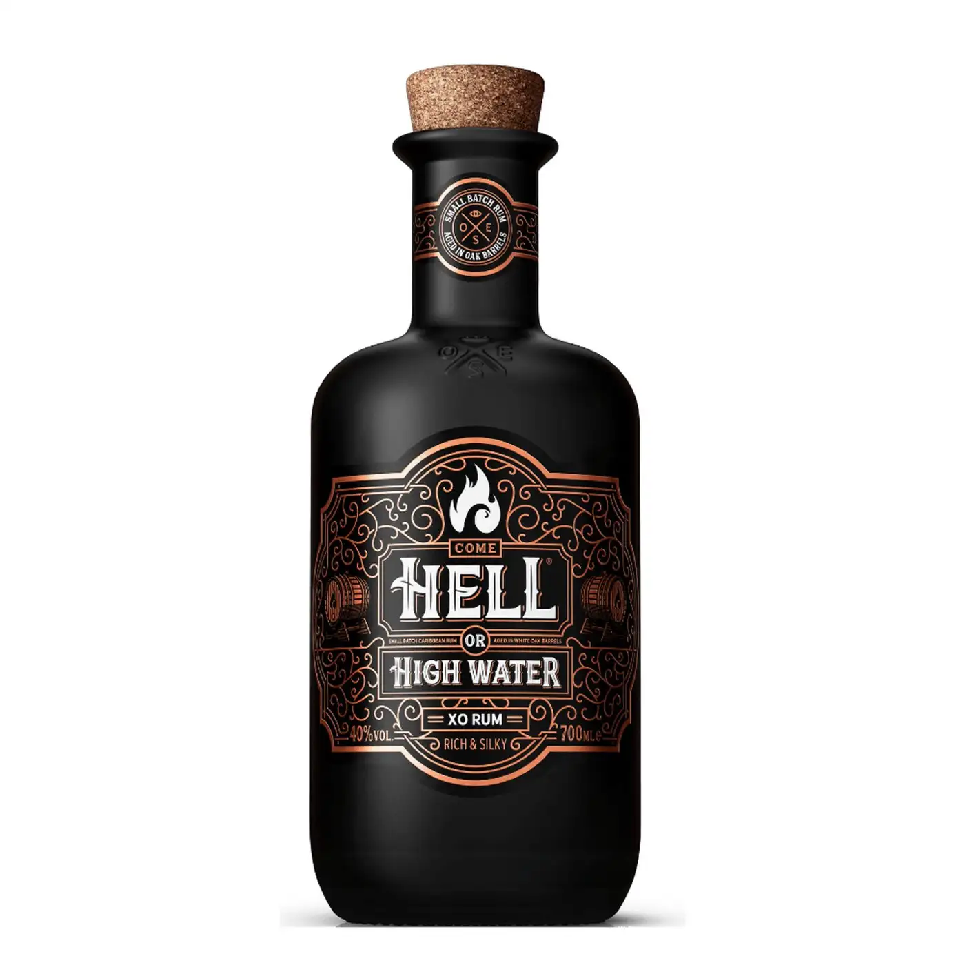 Image of the front of the bottle of the rum Come Hell or High Water XO