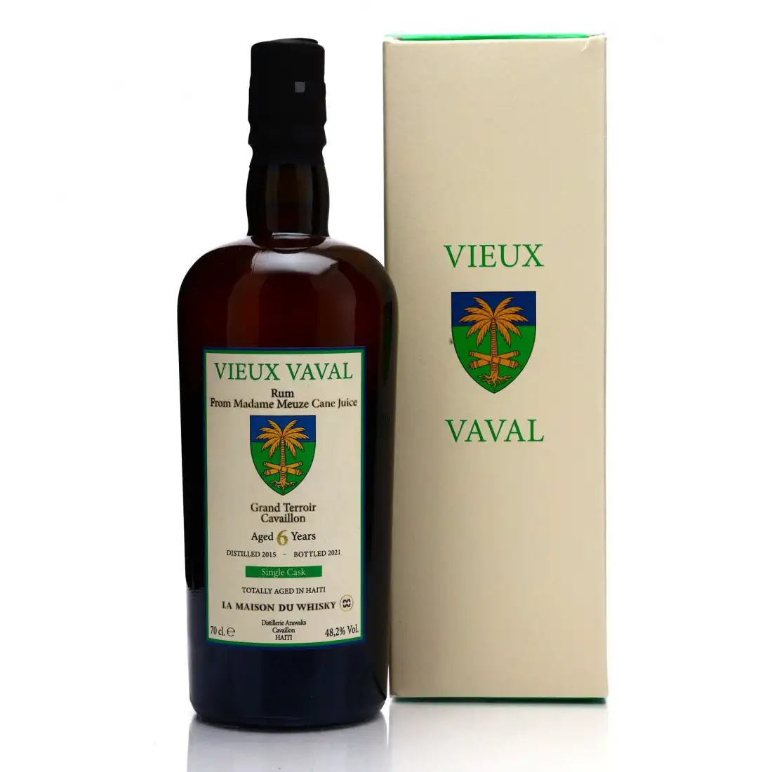 Image of the front of the bottle of the rum Clairin Vieux Vaval (LMDW)