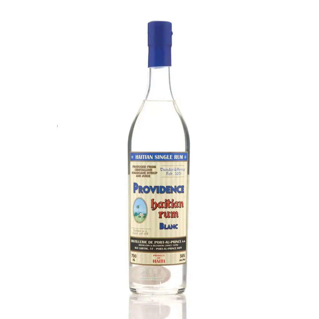 Image of the front of the bottle of the rum Providence Haitian Rum Blanc „Dunder & Syrup“