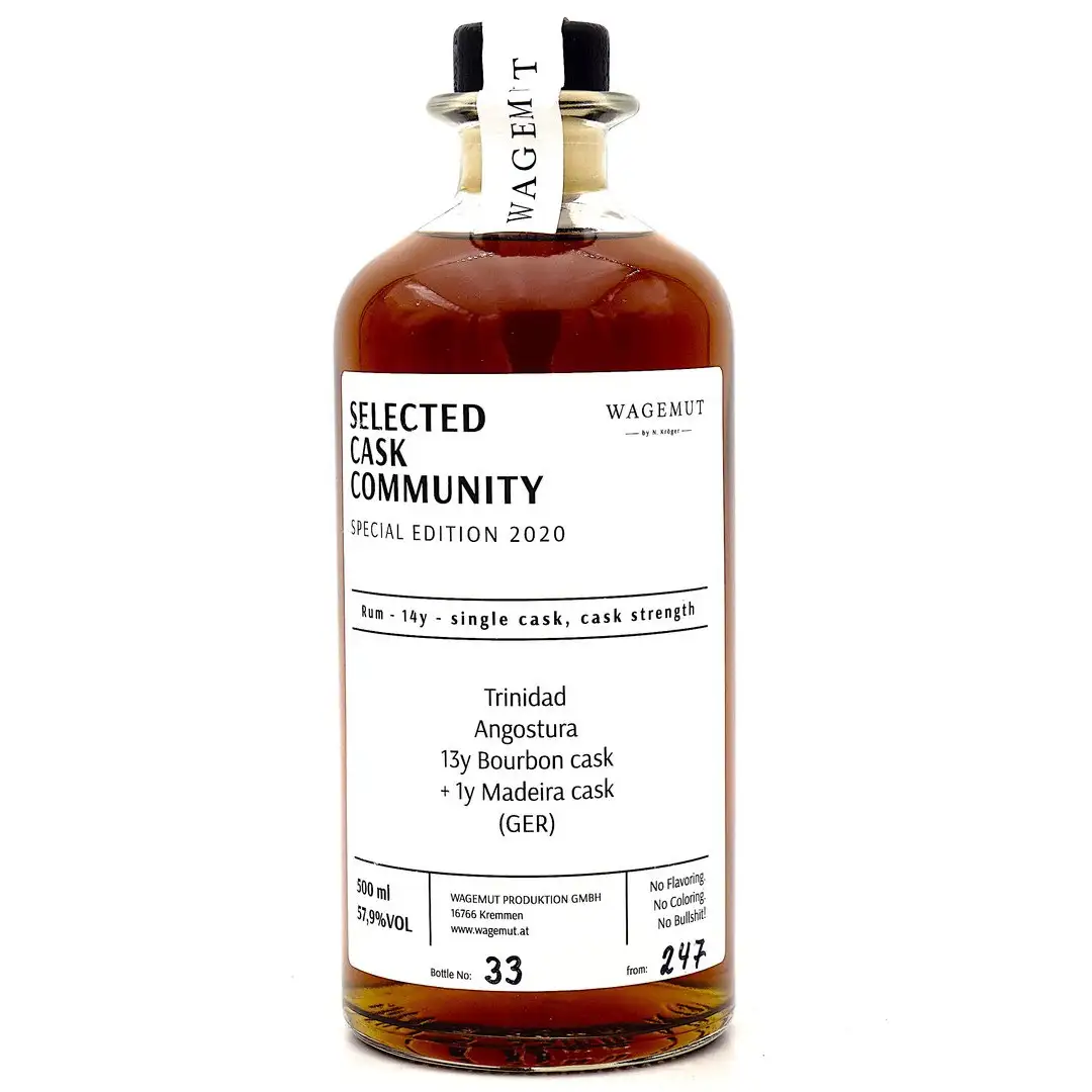 Image of the front of the bottle of the rumWagemut Special Edition 2020