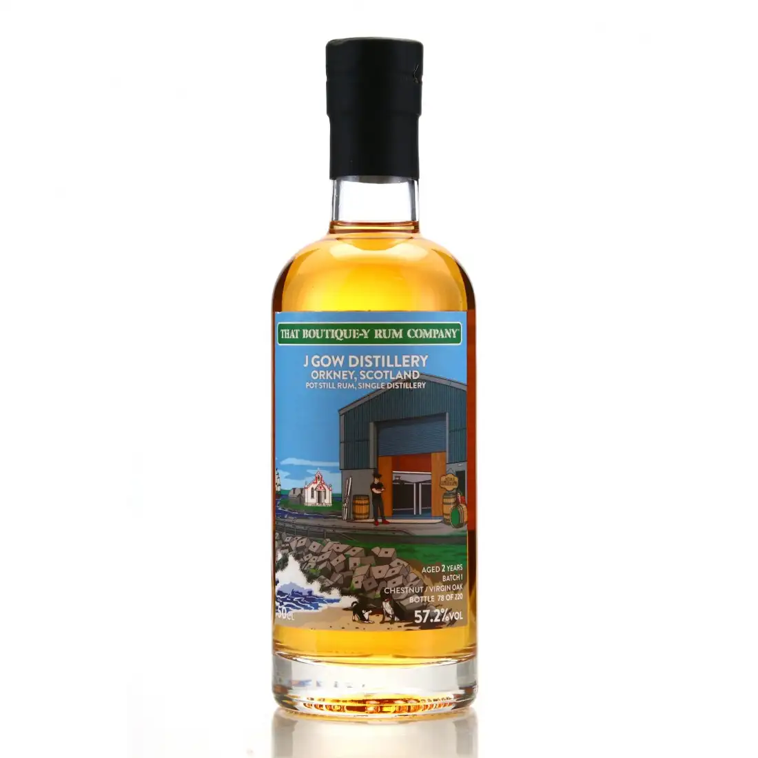 Image of the front of the bottle of the rum J. Gow Distillery