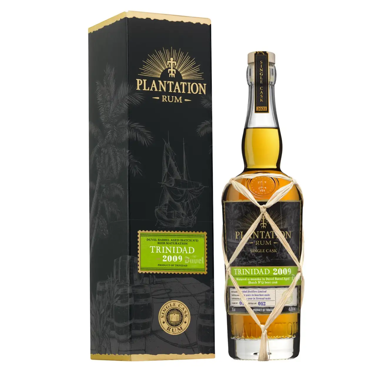 Image of the front of the bottle of the rumPlantation Duvel Beer Barrel Aged