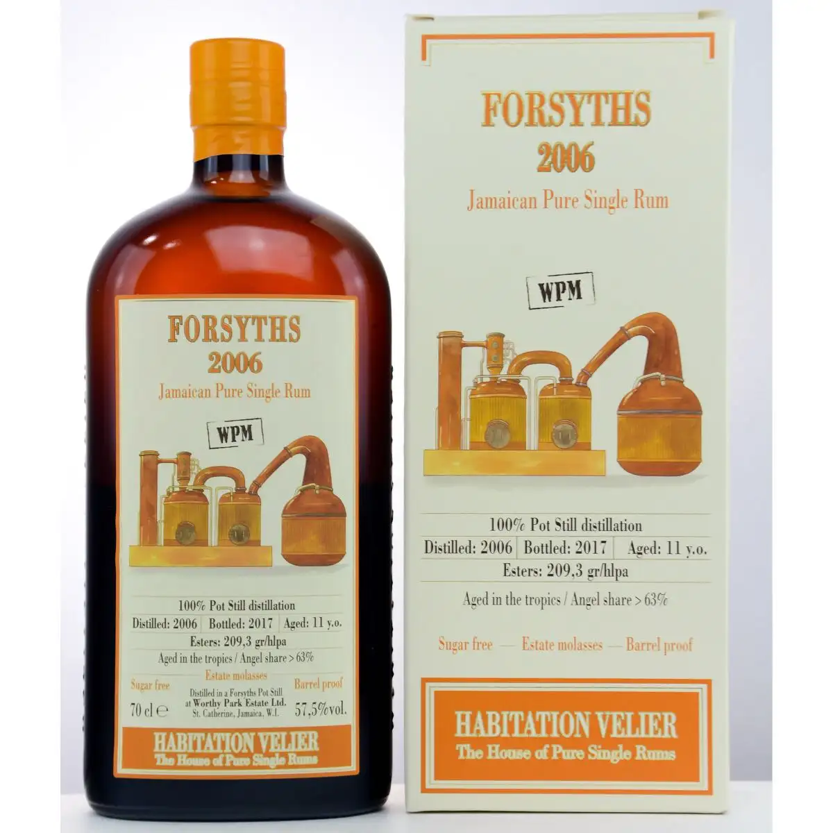 Image of the front of the bottle of the rum Forsyths WPM