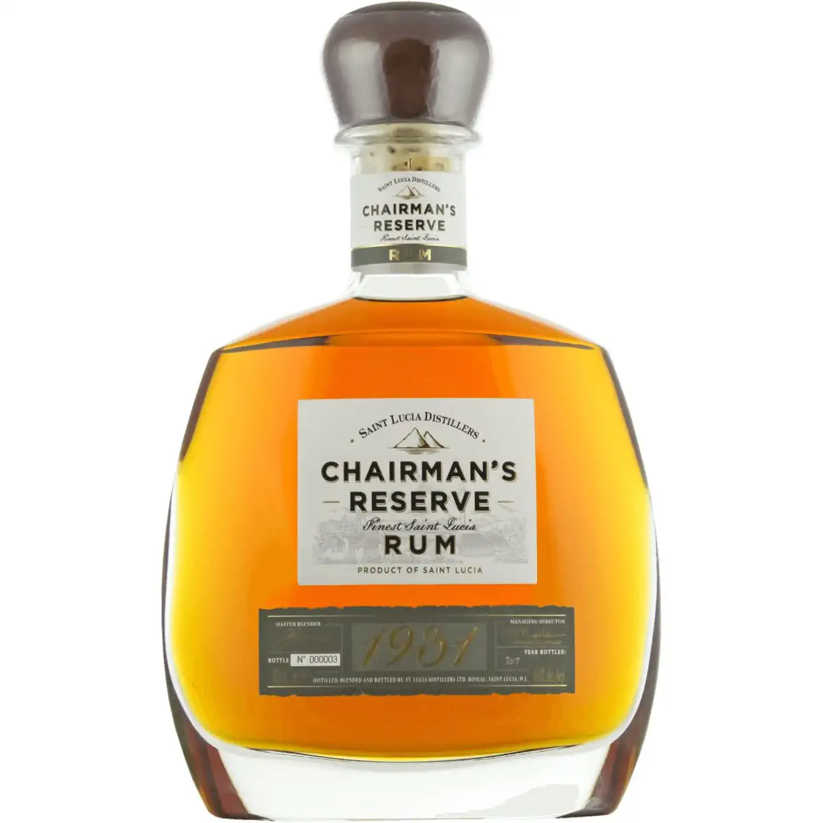 Image of the front of the bottle of the rumChairman’s Reserve 1931