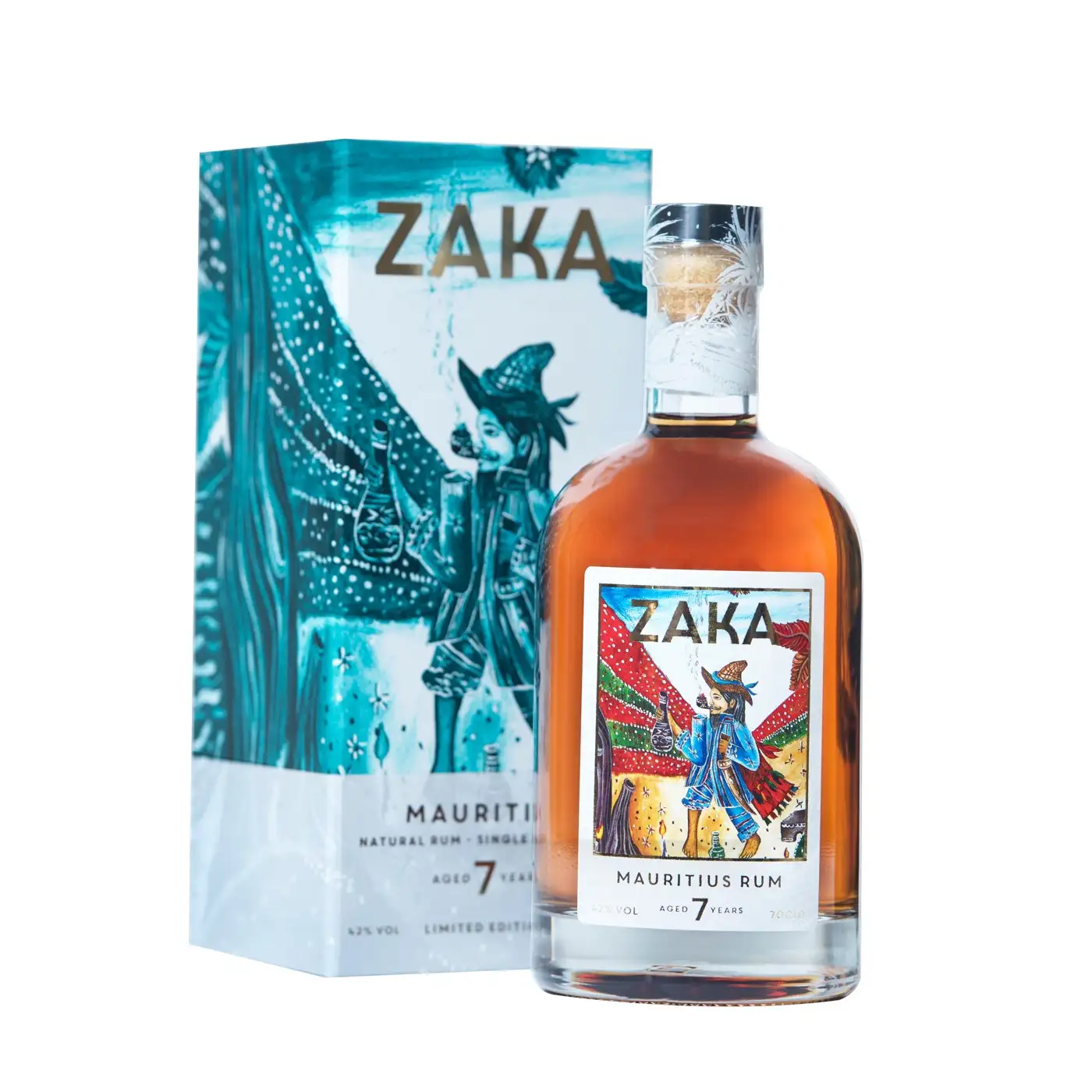 Image of the front of the bottle of the rumZaka Mauritius