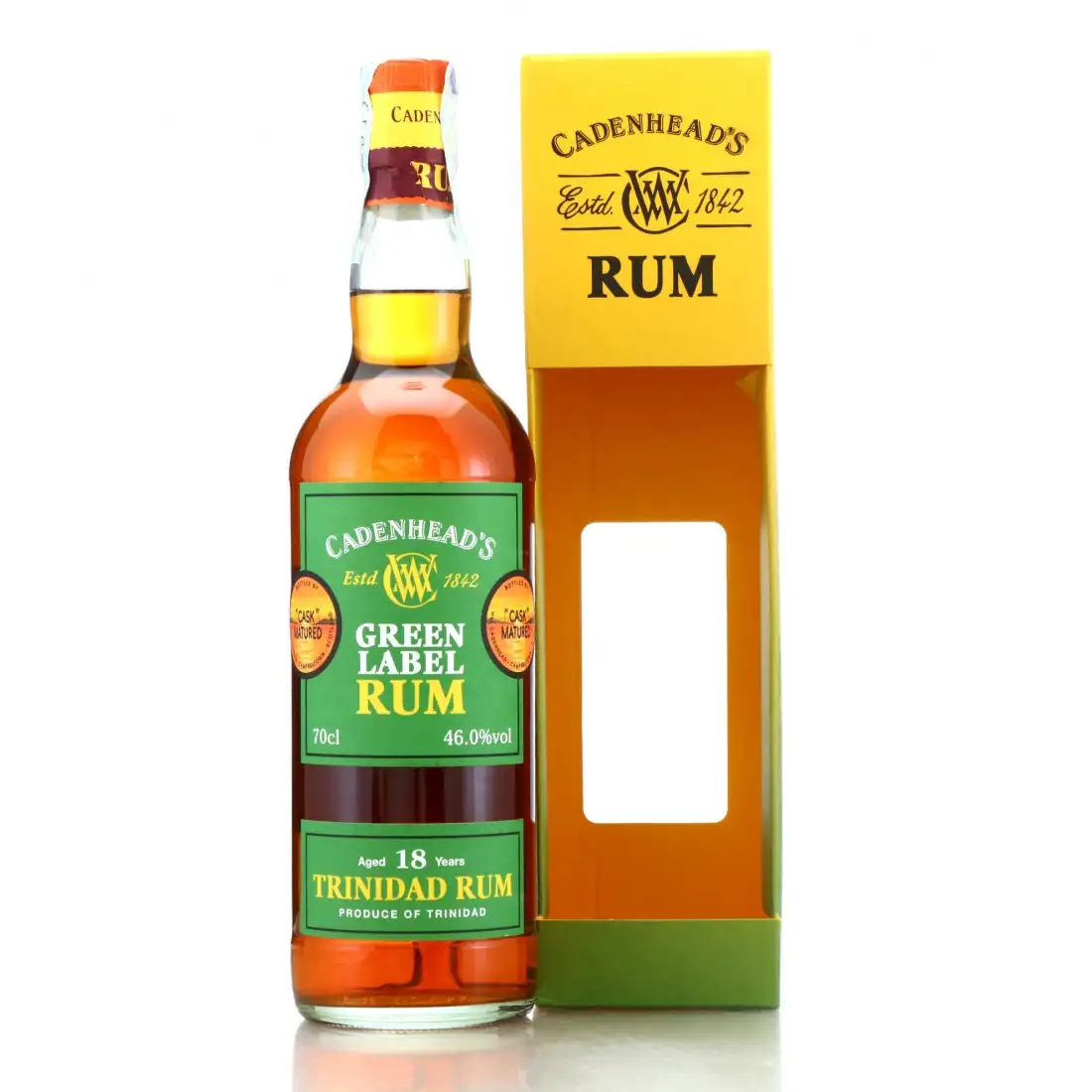 Image of the front of the bottle of the rum Green Label Trinidad Rum