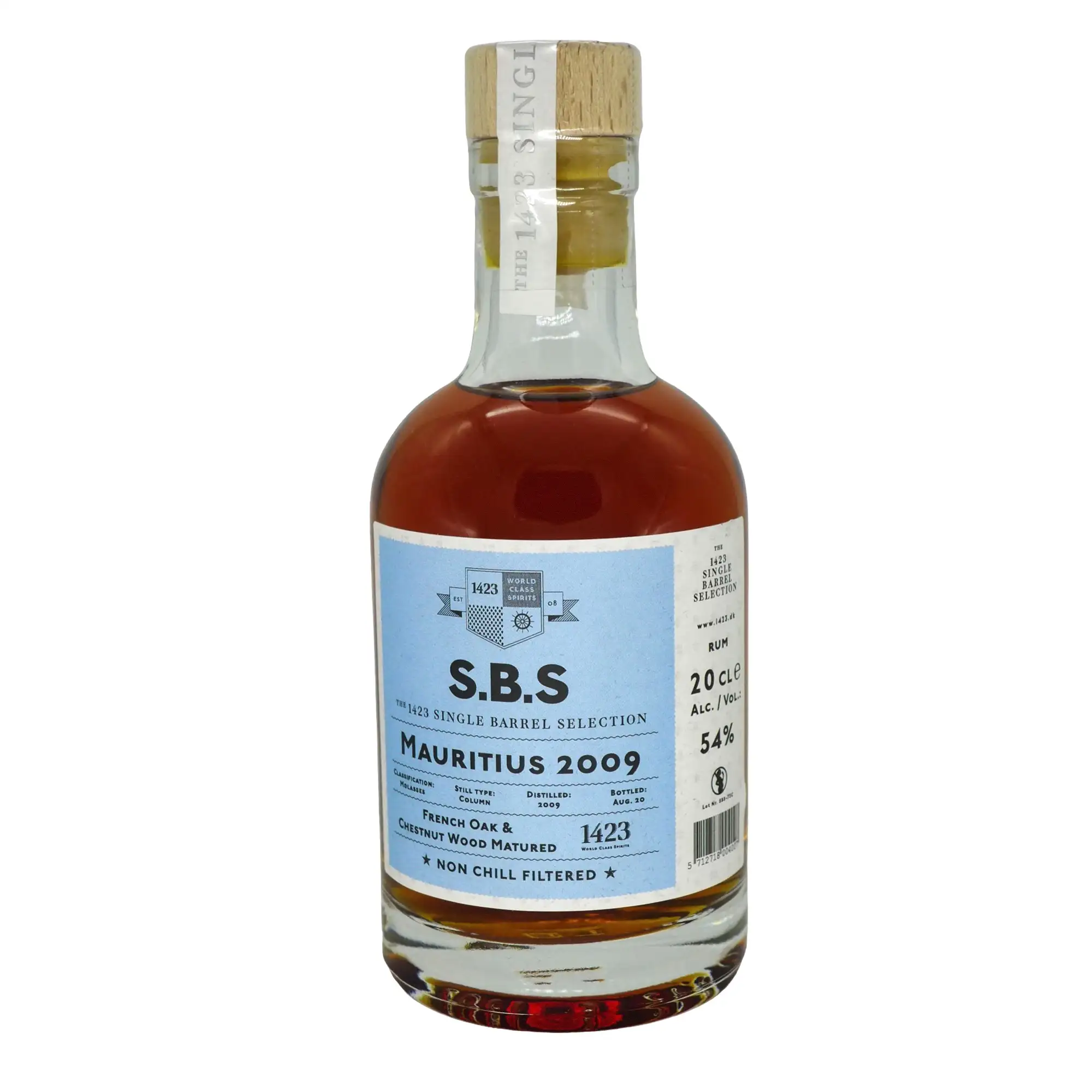 Image of the front of the bottle of the rum S.B.S Mauritius French Oak & Chestnut Wood