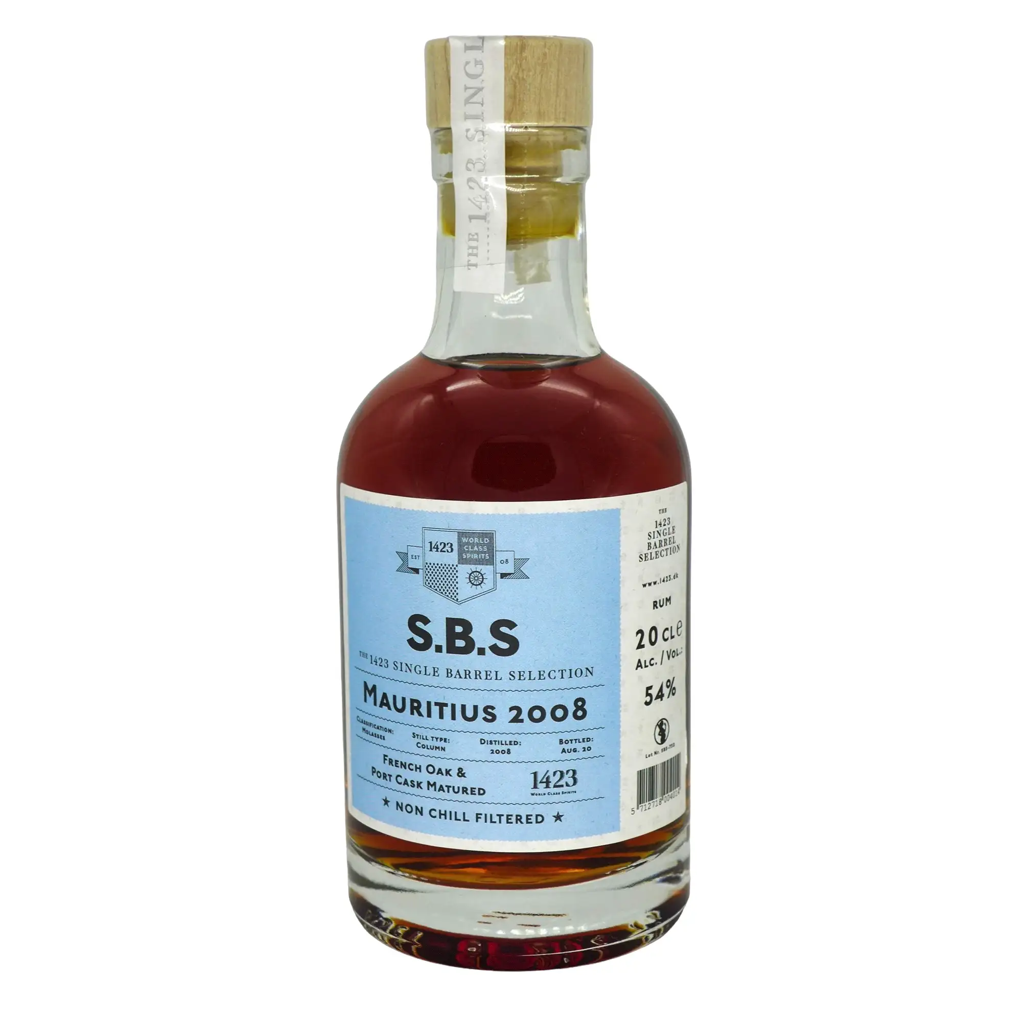 Image of the front of the bottle of the rum S.B.S Mauritius French Oak & Port Cask