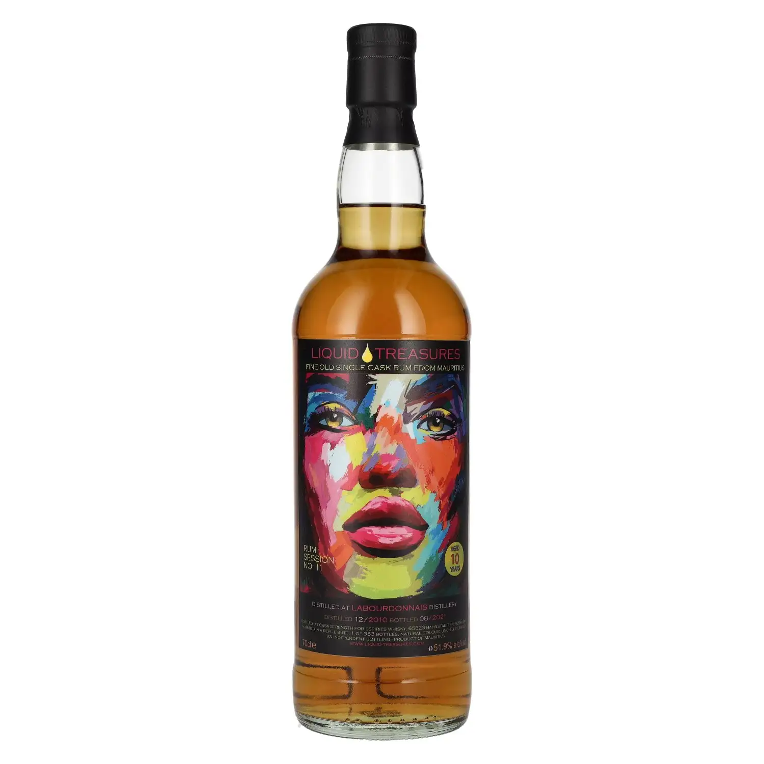 Image of the front of the bottle of the rum 2010