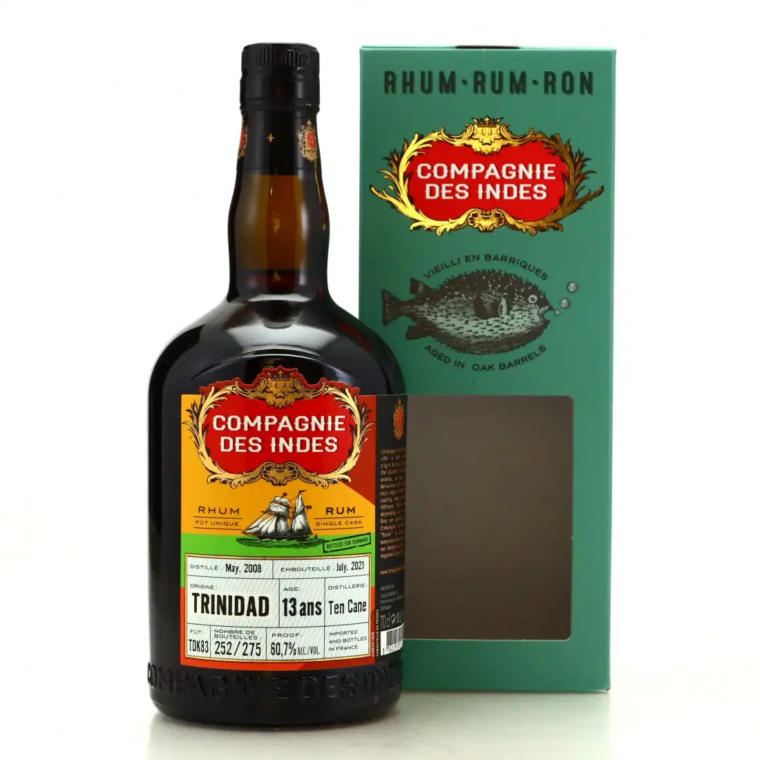 Image of the front of the bottle of the rum Trinidad (Bottled for Denmark)