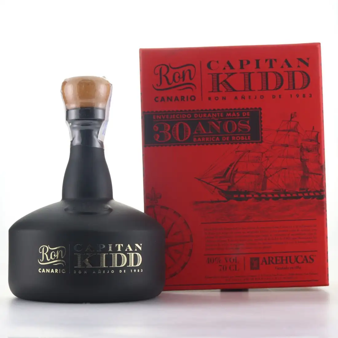 Image of the front of the bottle of the rum Captain Kidd