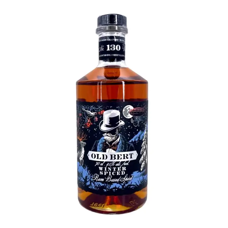 Image of the front of the bottle of the rum Old Bert Winter Spiced