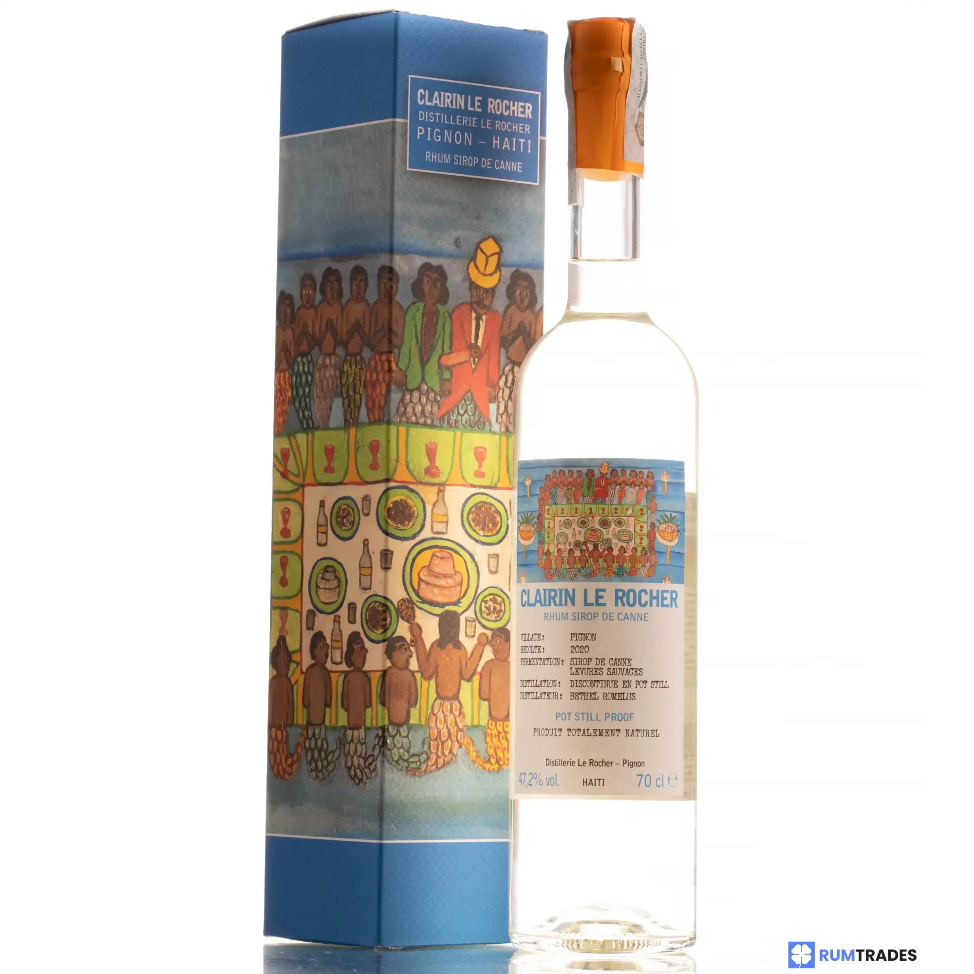 Image of the front of the bottle of the rumClairin Le Rocher