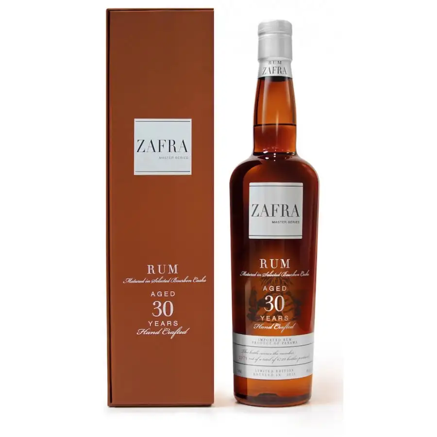 Image of the front of the bottle of the rumZafra Master Series Aged 30 Years