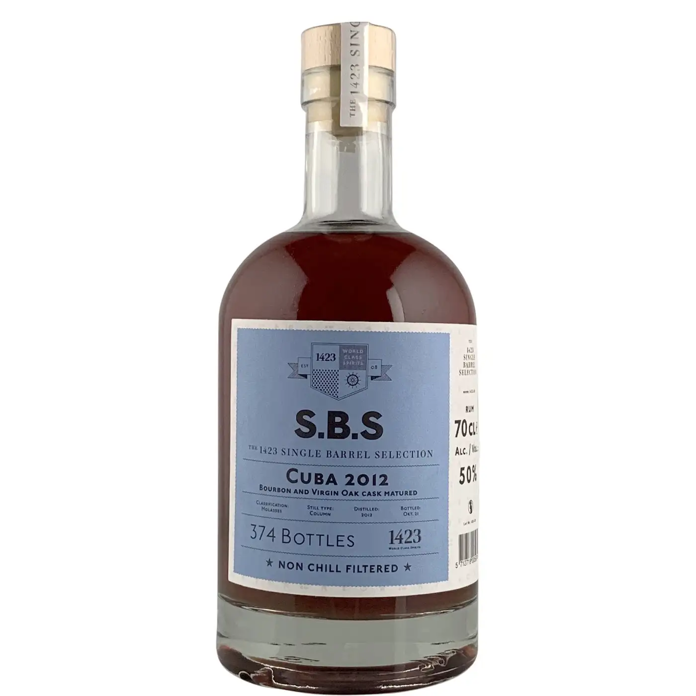 Image of the front of the bottle of the rumS.B.S Cuba