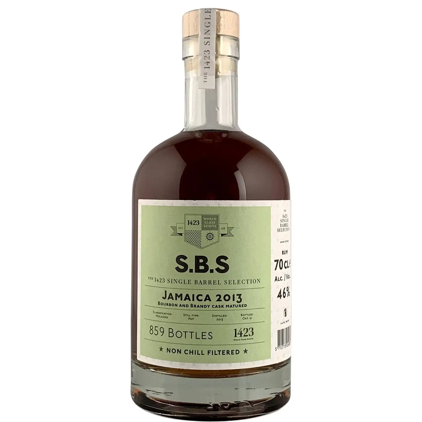 Image of the front of the bottle of the rumS.B.S Jamaica 2014 Bourbon and Brandy Matured