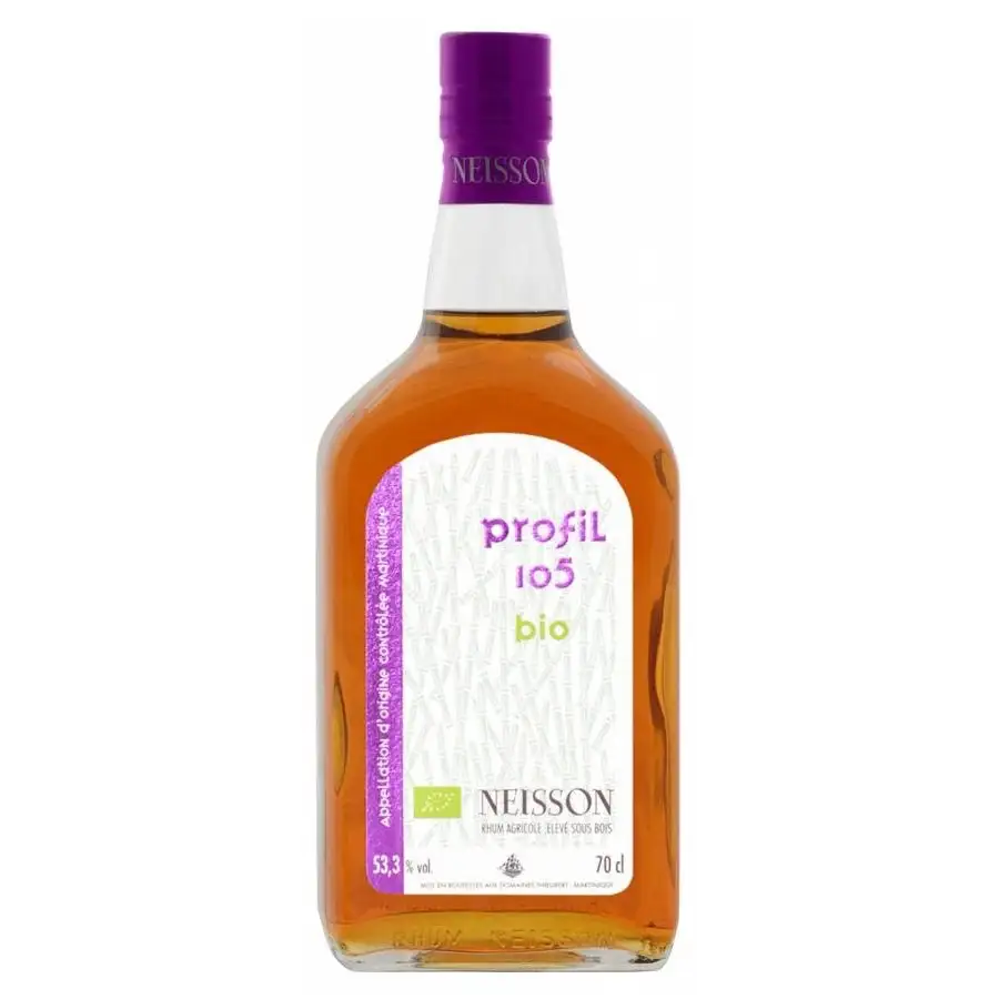 Image of the front of the bottle of the rum Profil 105 bio