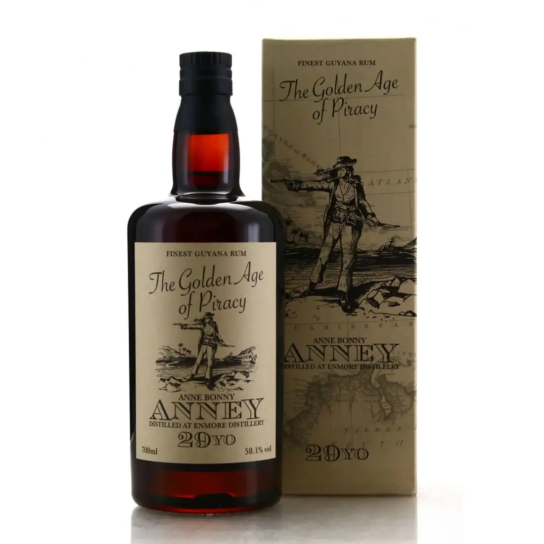 Image of the front of the bottle of the rum The Golden Age of Piracy Anney Distilia