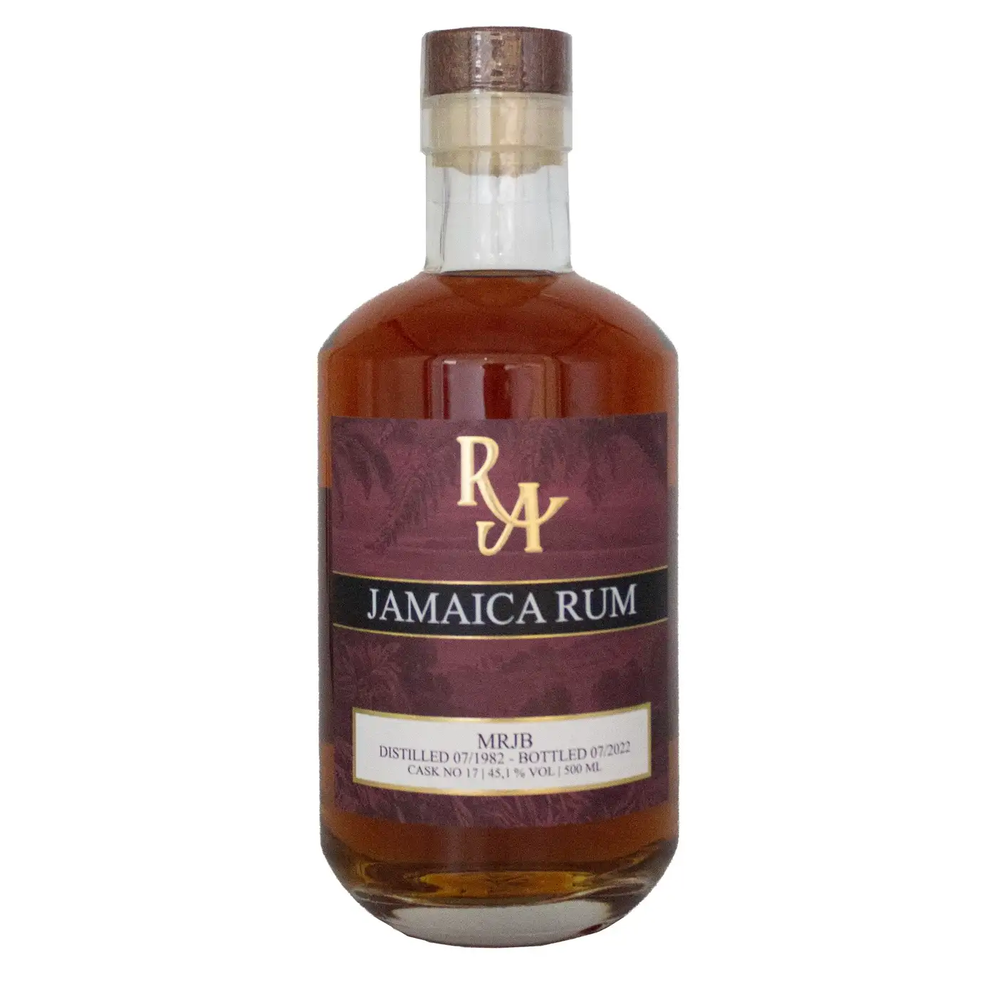 Image of the front of the bottle of the rum Rum Artesanal Jamaica Rum MRJB