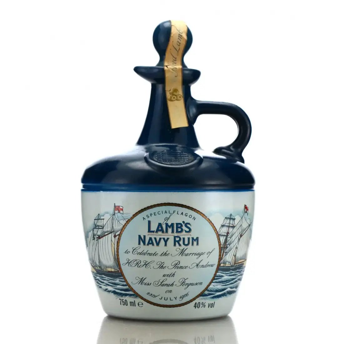 Image of the front of the bottle of the rum Navy Rum Decanter (Royal Wedding Andrew and Sarah)