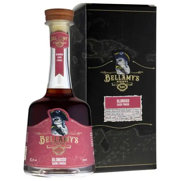 Image of the front of the bottle of the rum Bellamy‘s Reserve Oloroso Cask Finish