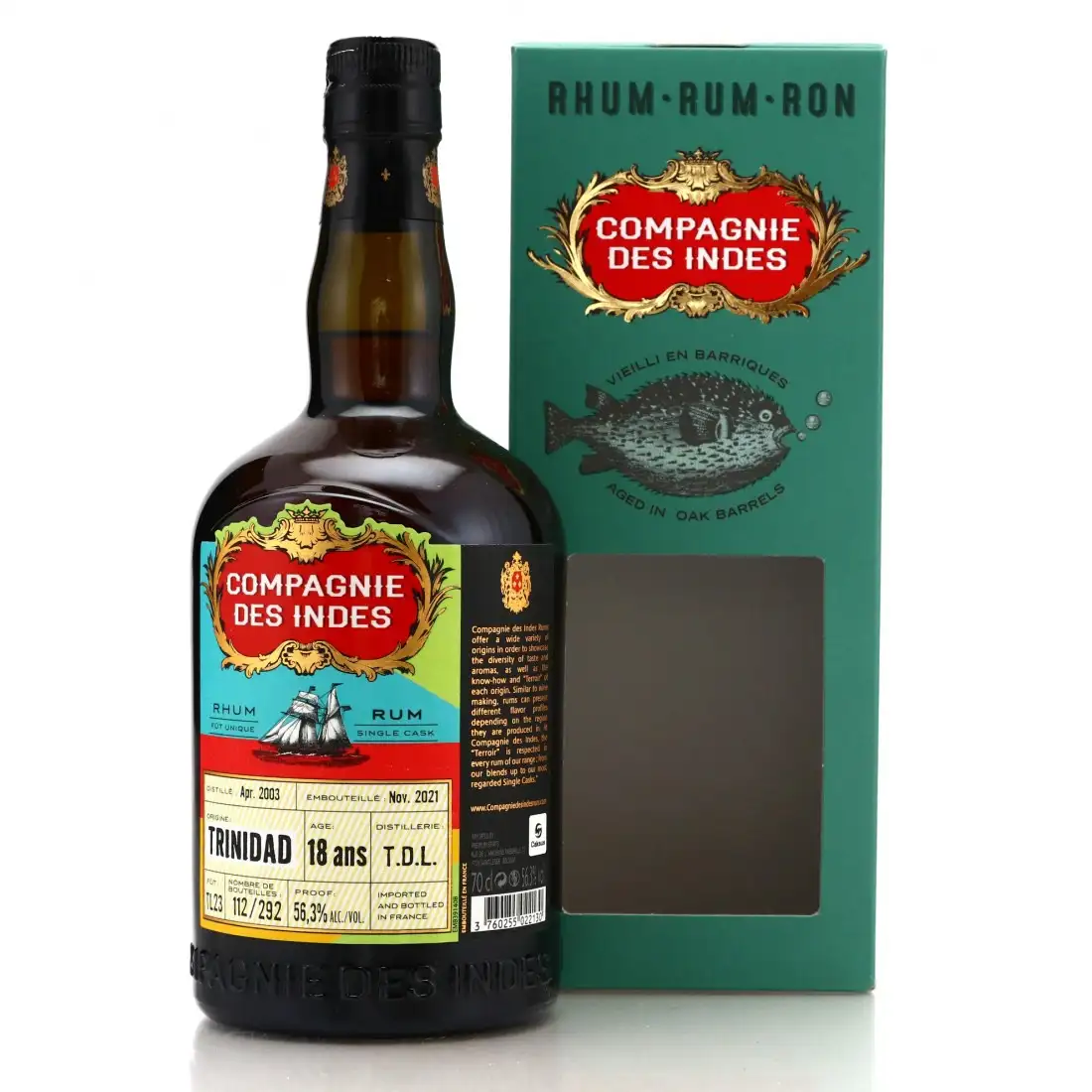 Image of the front of the bottle of the rumTrinidad (Bottled for Caksus)