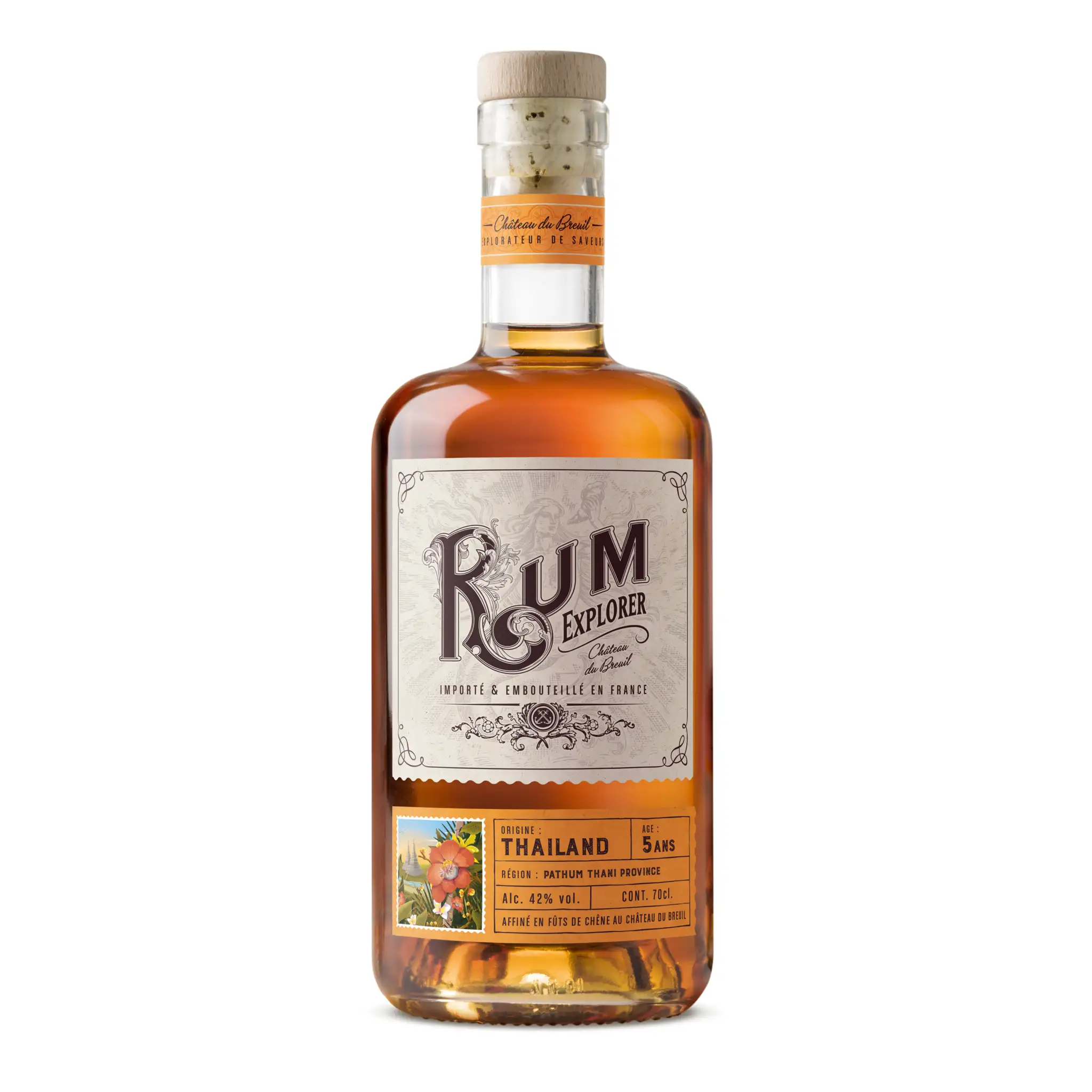 Image of the front of the bottle of the rumRum Explorer Thailand