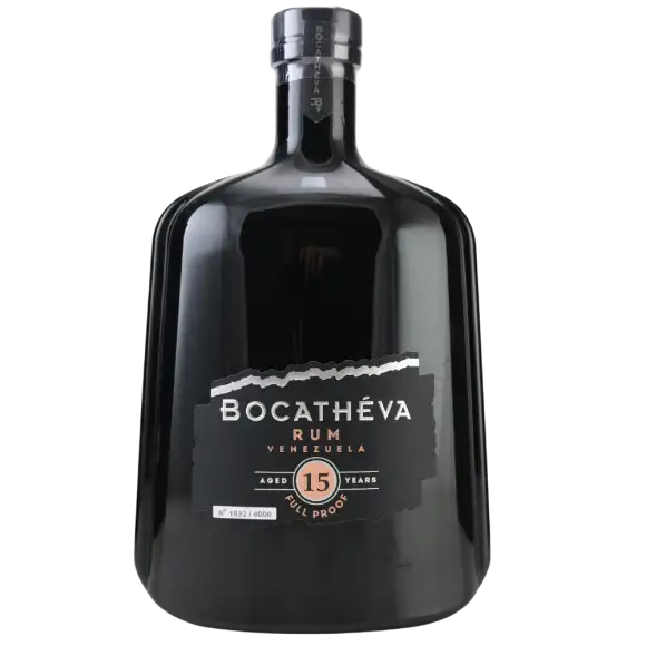 Image of the front of the bottle of the rumBocatheva Full Proof