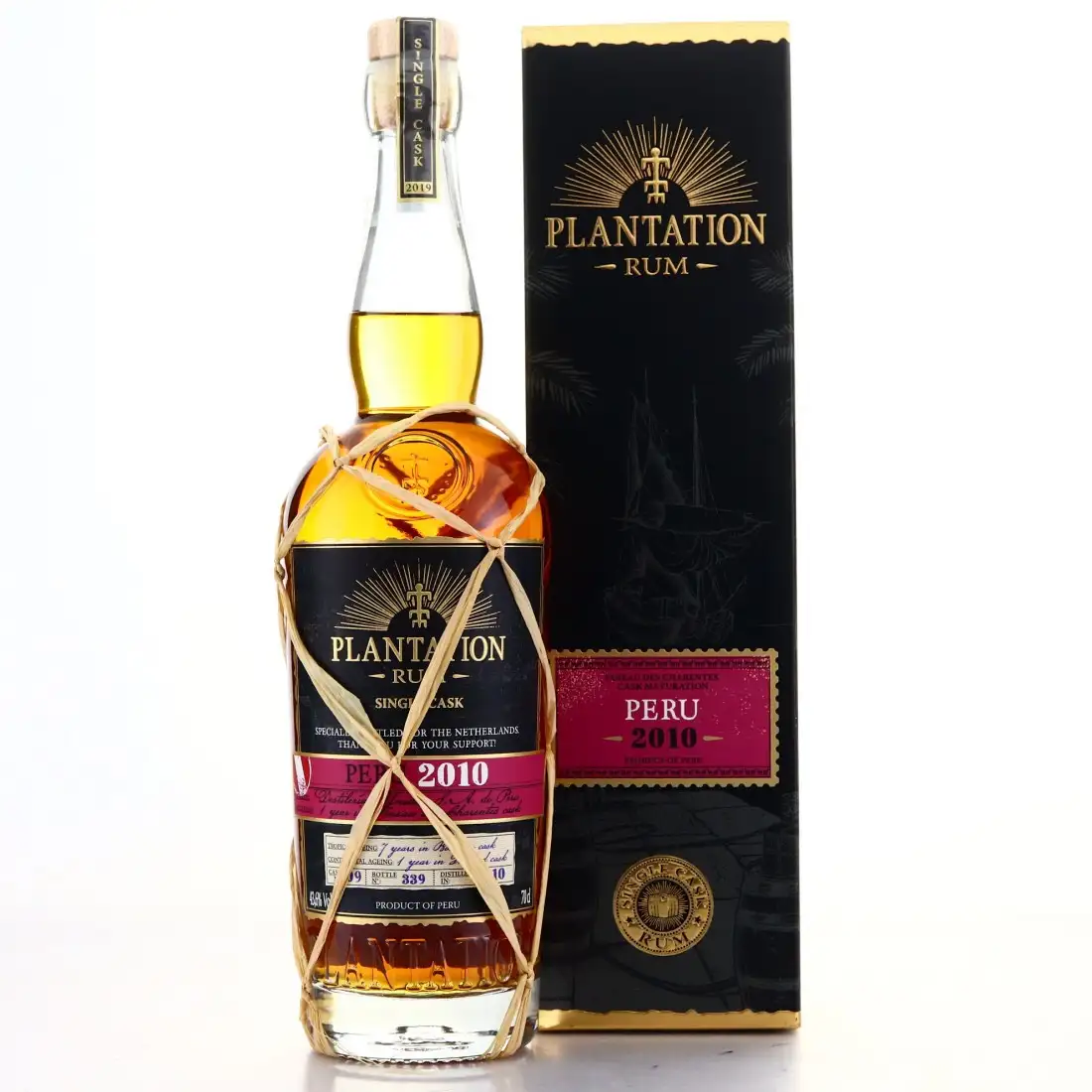 Image of the front of the bottle of the rum Plantation Single Cask