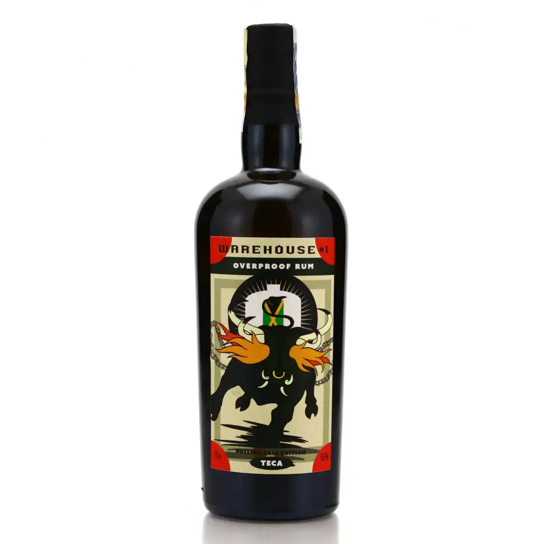 Image of the front of the bottle of the rum Overproof White Rum (Rolling Calf Edition) TECA