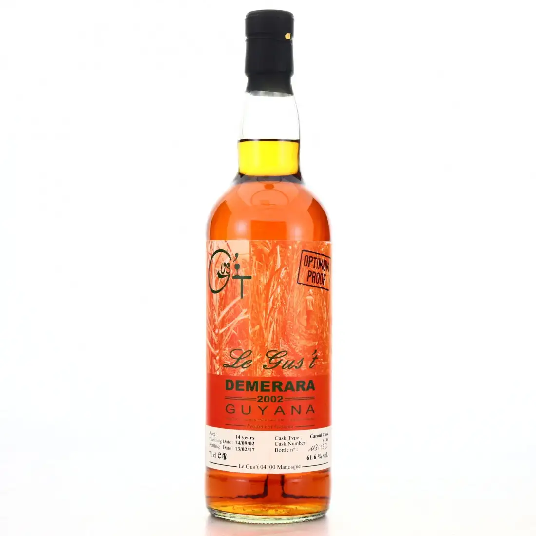 Image of the front of the bottle of the rum Demerara Rum Optimum Proof