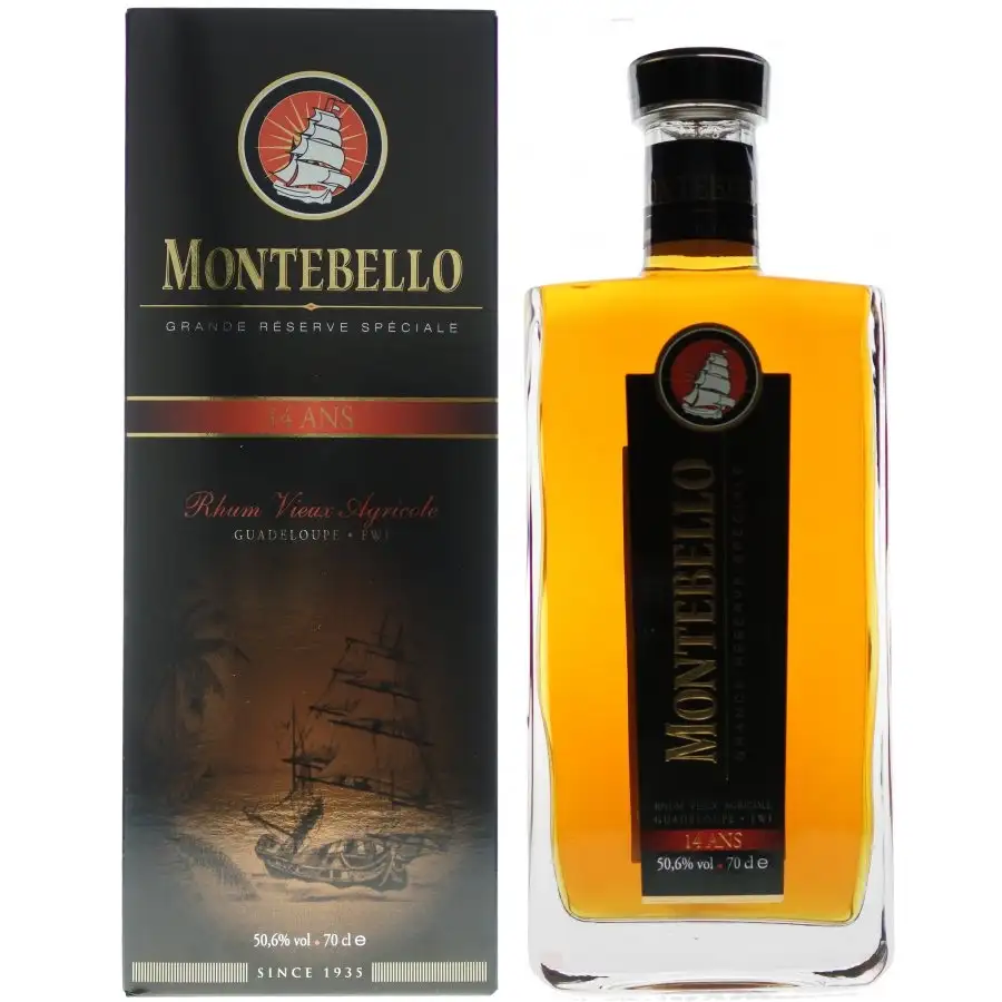 Image of the front of the bottle of the rum Montebello