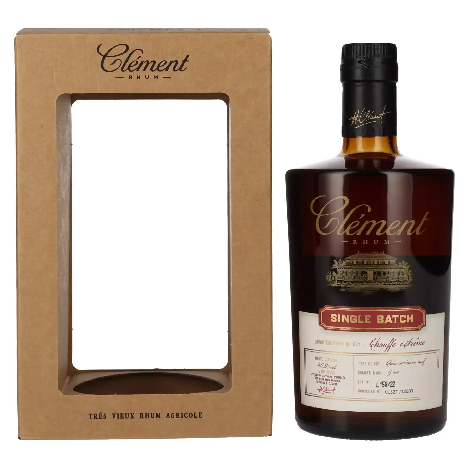 Image of the front of the bottle of the rum Clément Single batch (Chauffe extrême)