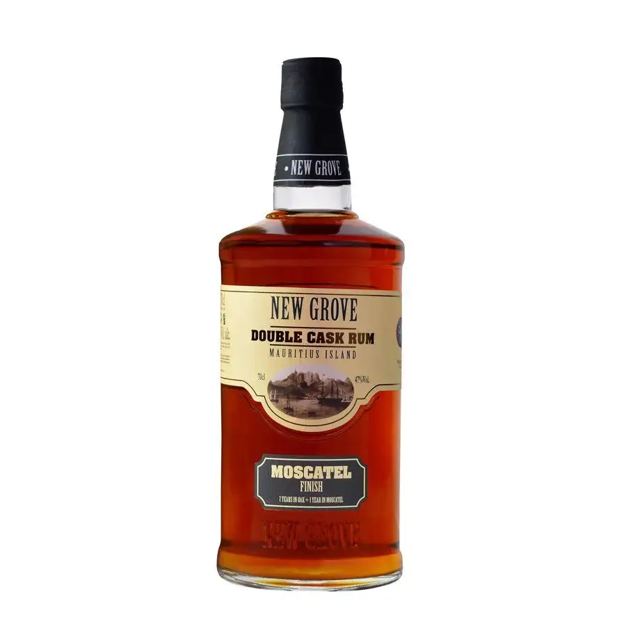 Image of the front of the bottle of the rumNew Grove Double Cask Moscatel