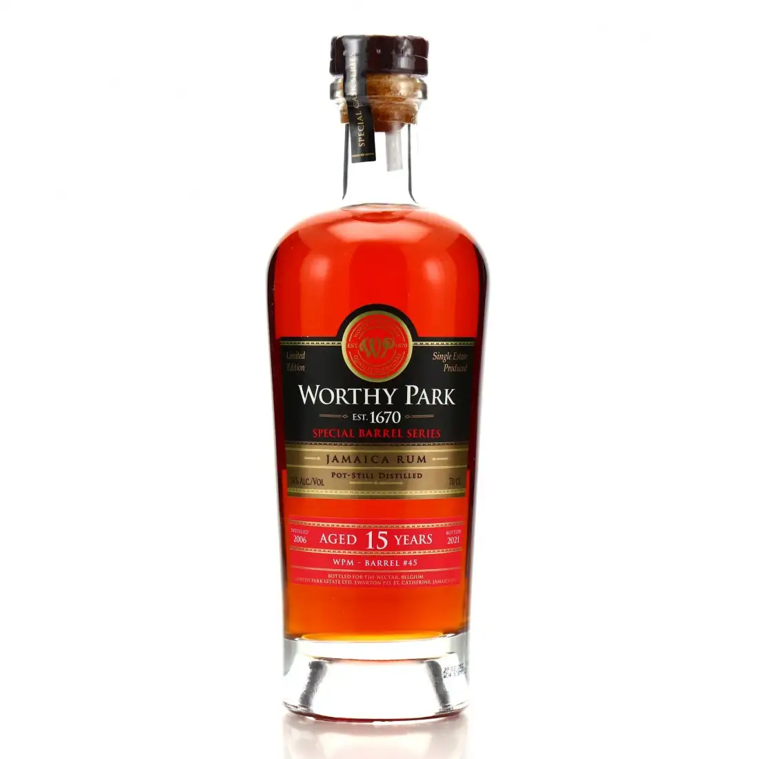 Image of the front of the bottle of the rum Special Barrel (Bottled for The Nectar Belgium) WPM