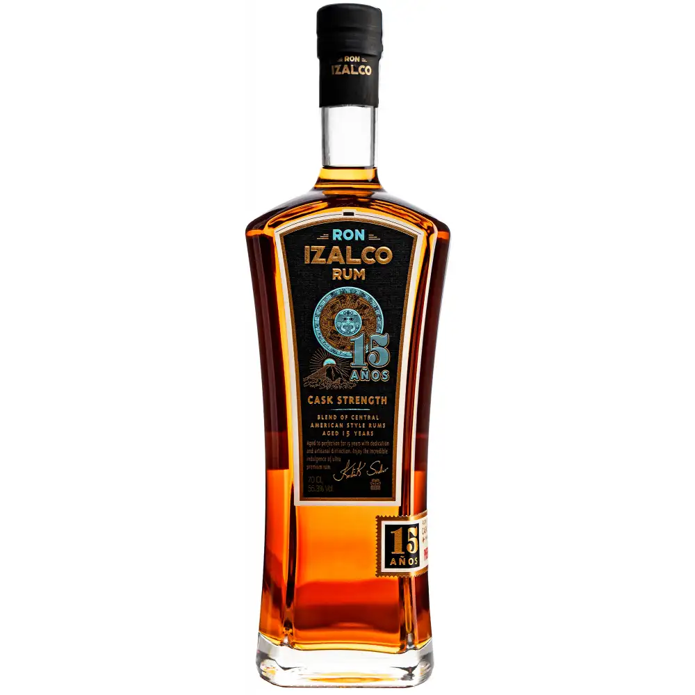 Image of the front of the bottle of the rum Ron Izalco 15 Años Cask Strength